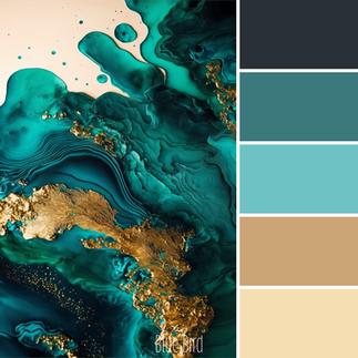 dynamic color palette with teals and golds
