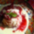 Creme de tapioca com calda de frutas vermelhas