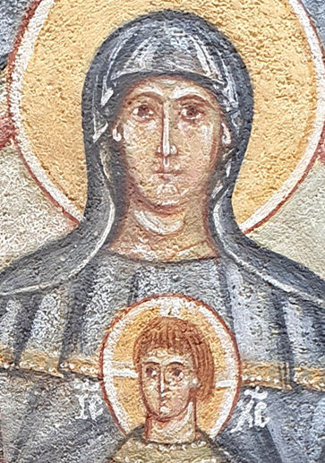 Claire Weizmann, fresque, peinture e fresque, vierge à l'enfant, enfant jésus, taille, catalane, Espagne