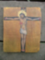 claire weizmann, artiste peintre, crucifixion, peinture à l'acrylique sur bois