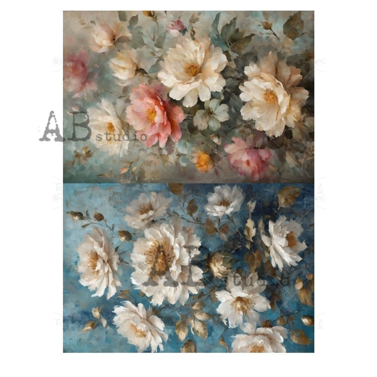 Soft Floral 2 pack by AB Studios - A4 Rice Paper