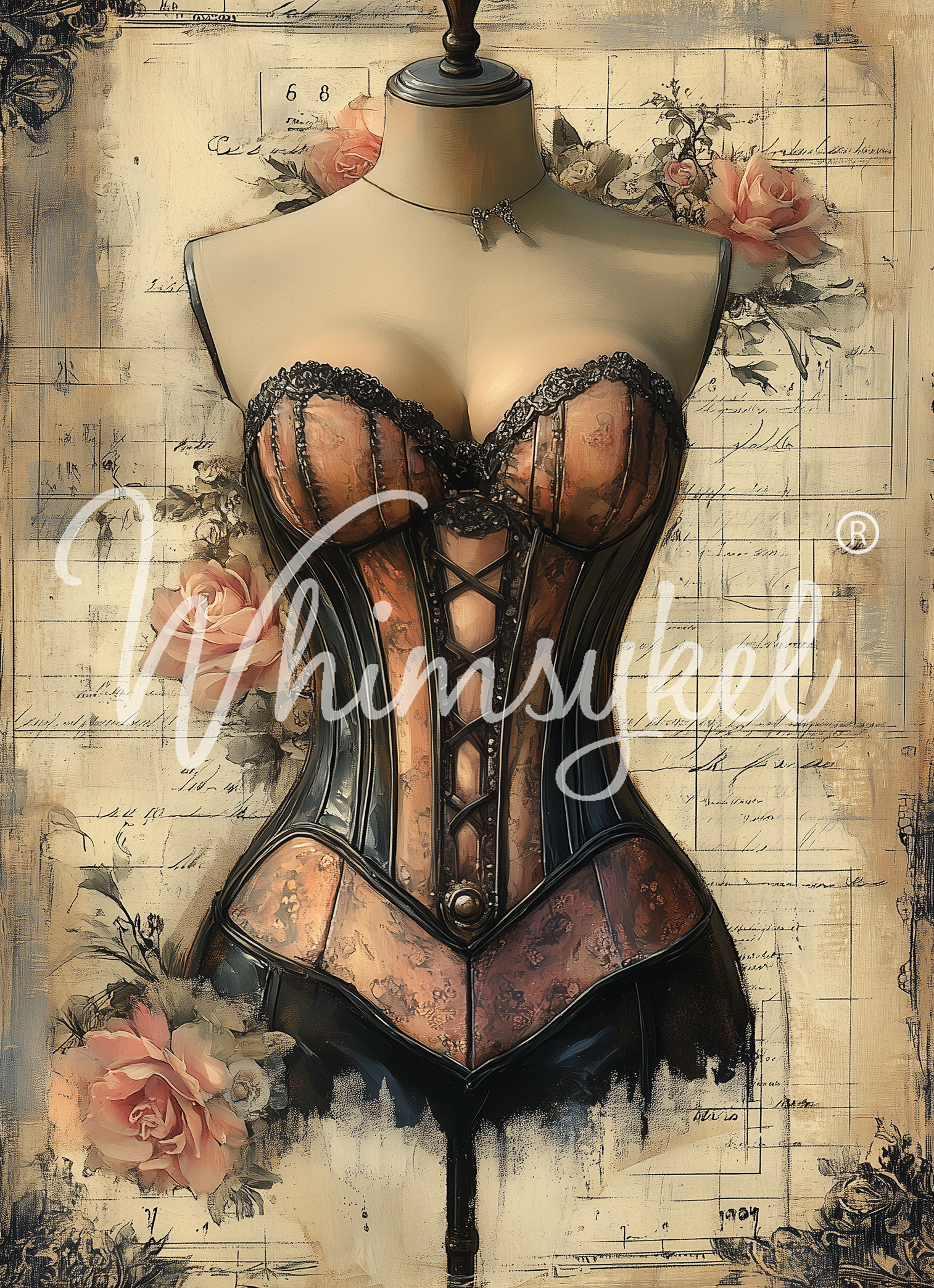 Laced in Time | Whimsykel Designs | 21" x 29"