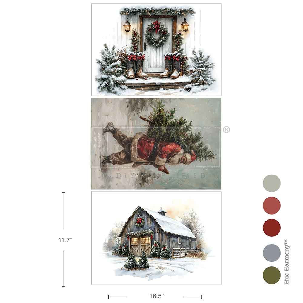 Santa's Woodland Stroll | A3 Decoupage Fiber Set  | Redesign with Prima