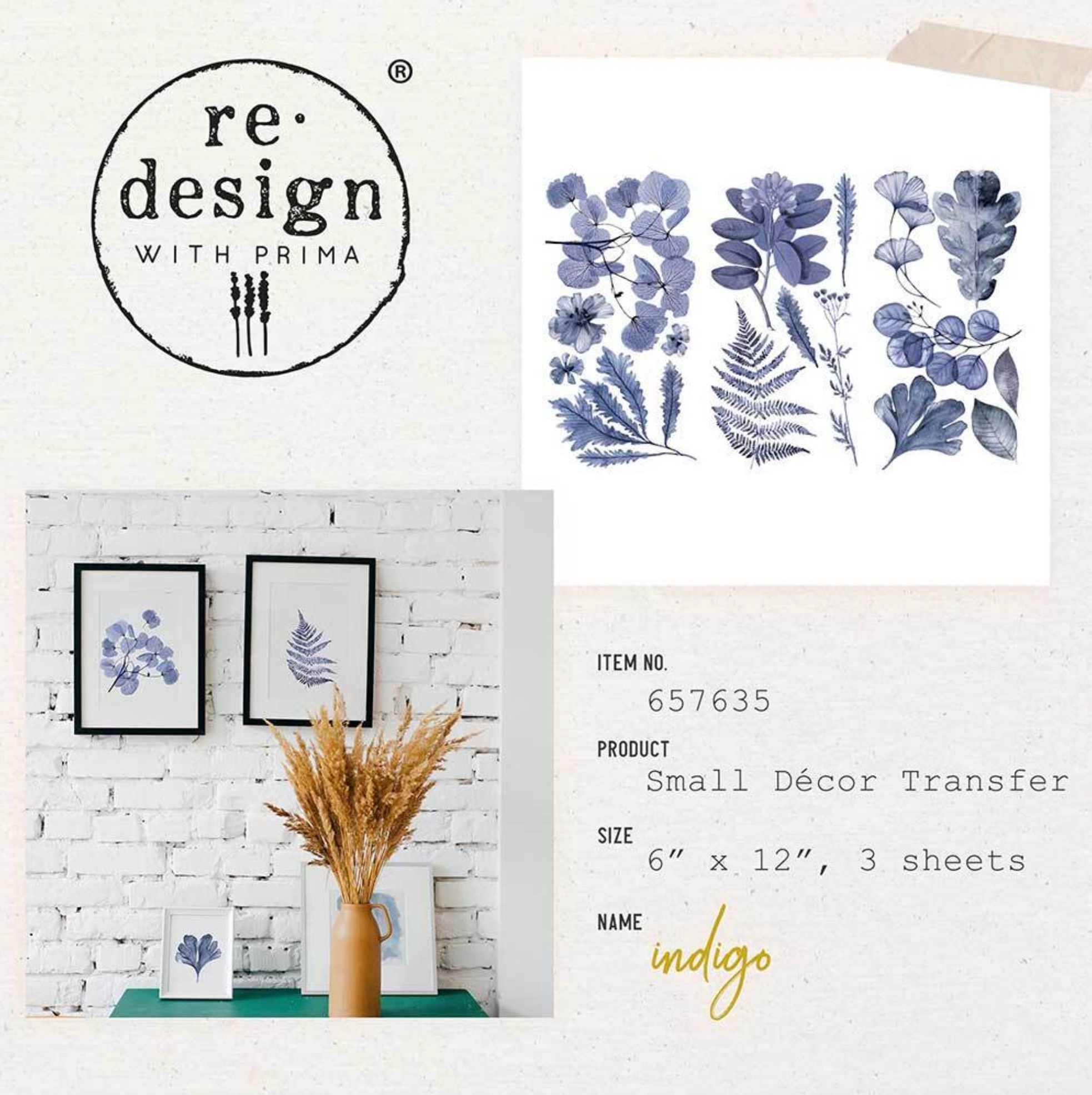 Indigo Small Decor Transfer | Redesign with Prima