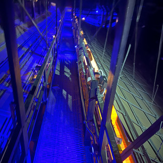 View of catwalk with safety blue system operatiing