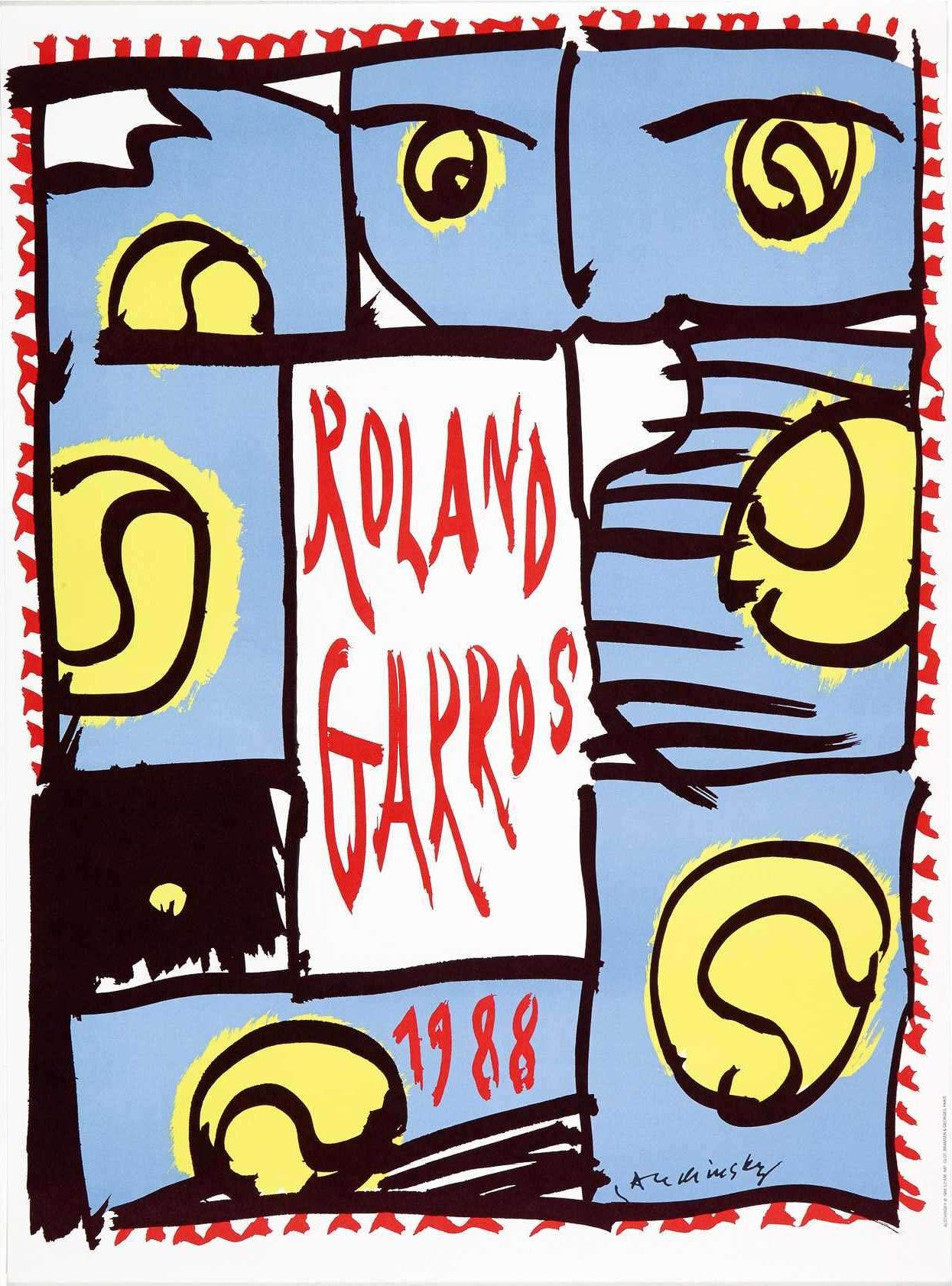 Affiche de Pierre ALECHINSKY "Roland Garros 1988"