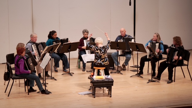 Filming at UMKC Performing Arts Center during a rehearsal of the UMKC Ensemble (Alexander Buettner)