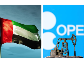Digital graphic illustrating the United Arab Emirates (UAE) and its connection to OPEC