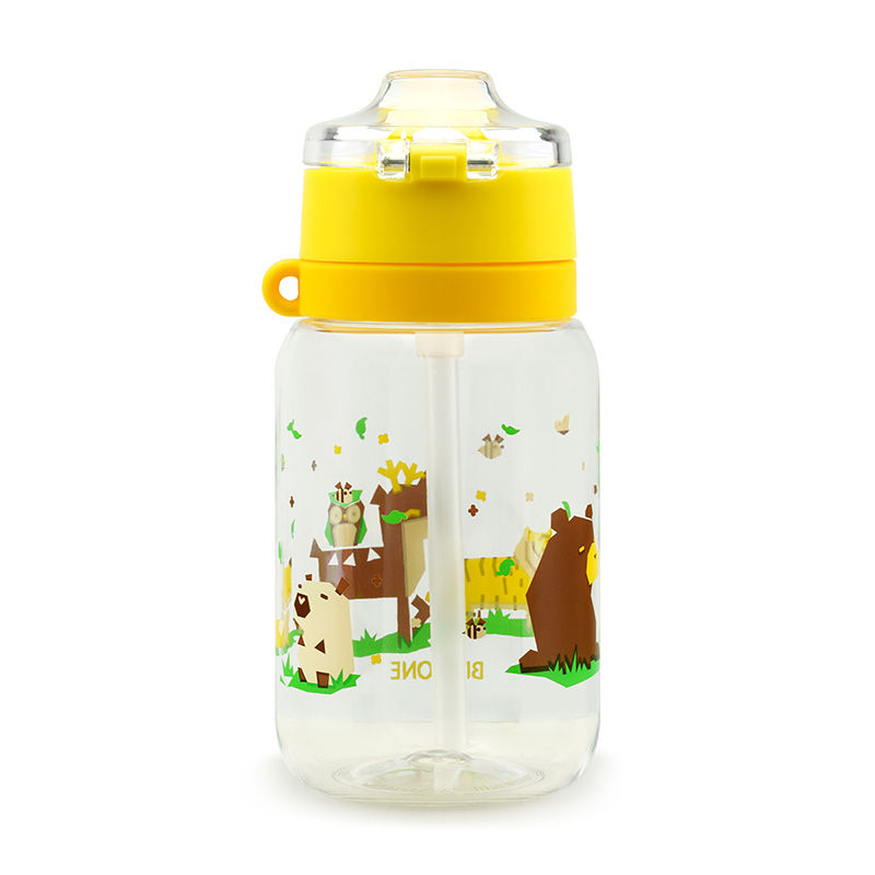 Thumbnail: Bravone Bouncing Bottle (Tritan) 600ml - Yellow Lid, Happy Zoo