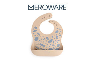 meroware GINA silicone bib - Milk Tea + Terrazzo