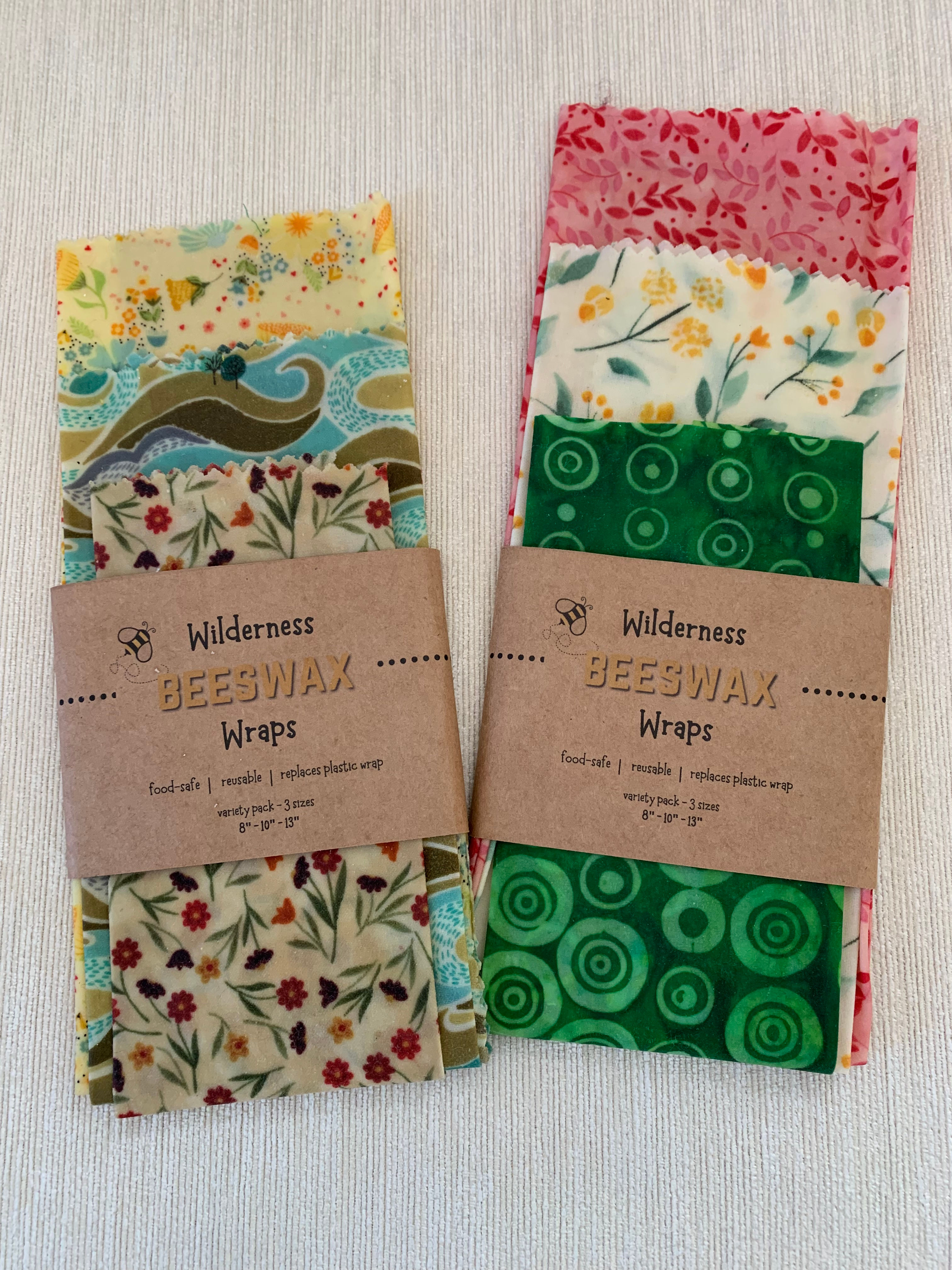 Wilderness Beeswax Wraps - Variety Pack 3 Sizes