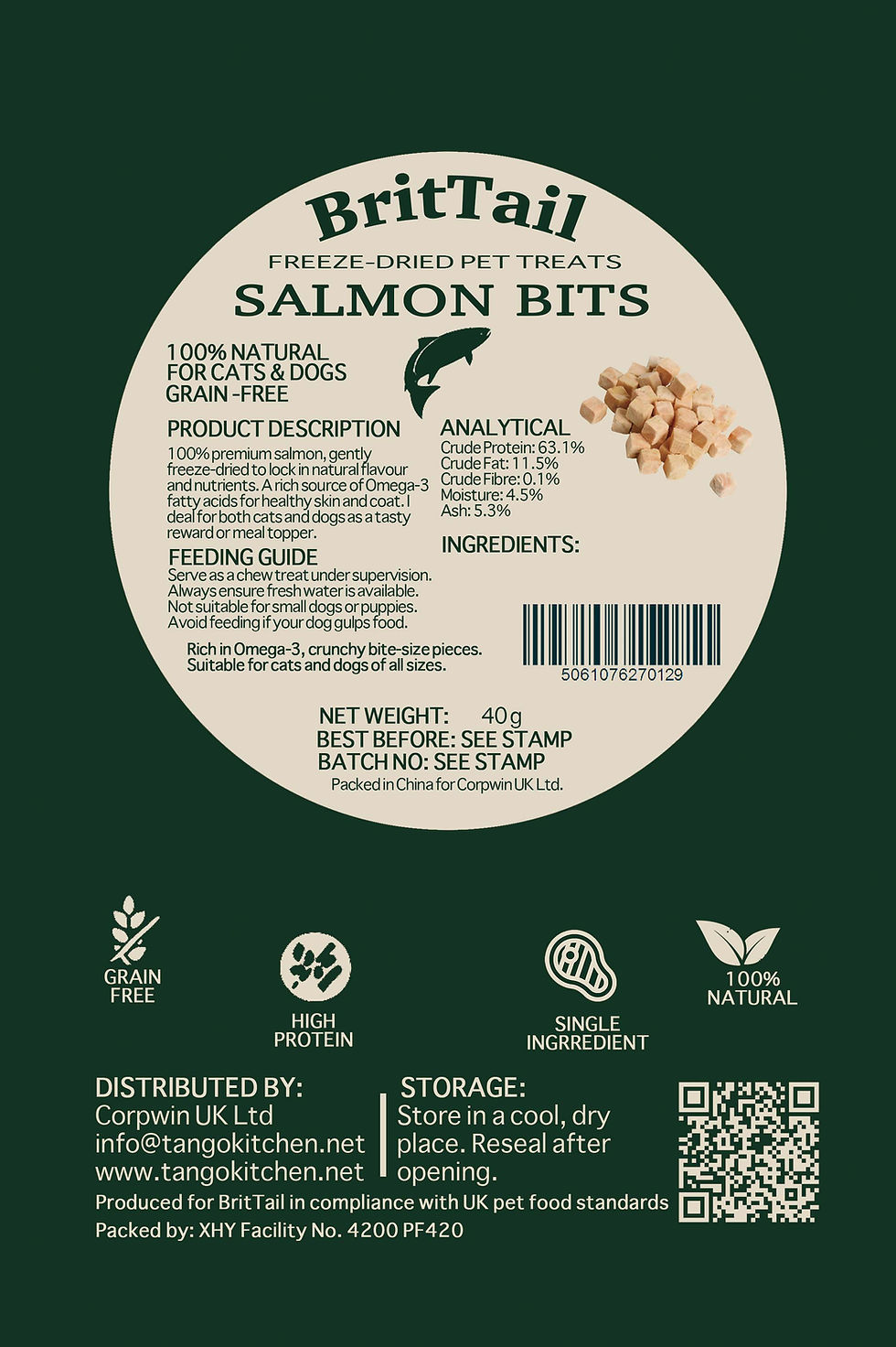 Thumbnail: Brit Tail | 100% Pure Freeze-Dried Salmon Bites for Dogs & Cats