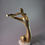 Thumbnail: Vintage Brass Musician Sculpture: 1980s Art Deco Figurine on Travertine