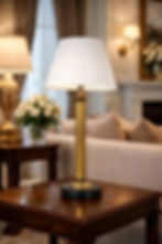 Vintage Brass Column Table Lamp with Marble Base, Pleated Shade, Classic French Style Lighting - image 2