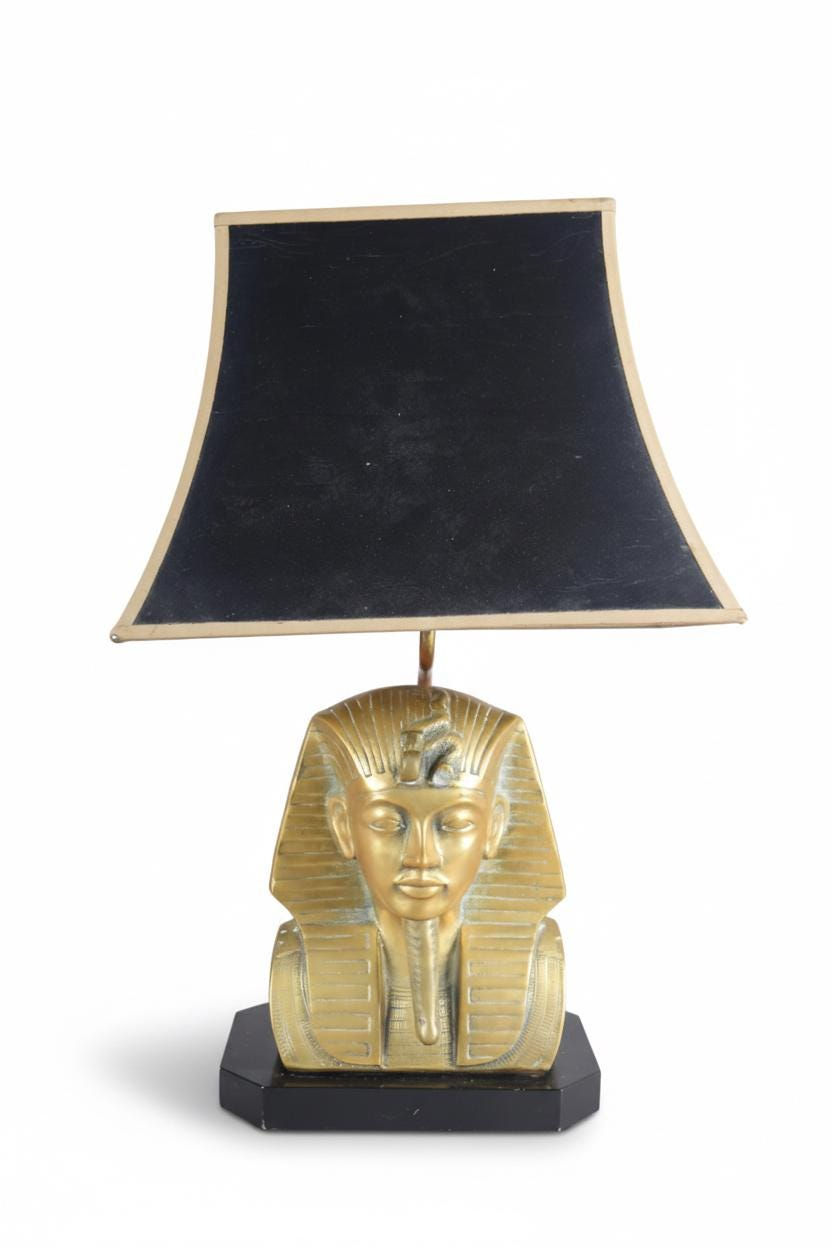 Vintage Brass Pharaoh Table Lamp | Hollywood Regency Egyptian Revival Decor