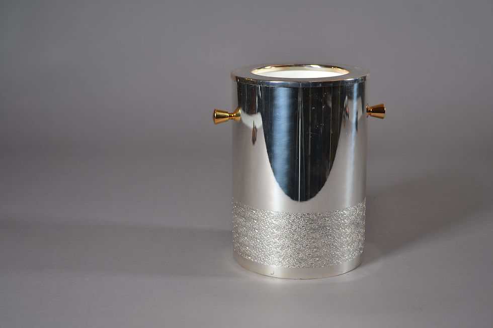 Vintage Hollywood Regency Wine Cooler: Gilded Handle Champagne Bucket