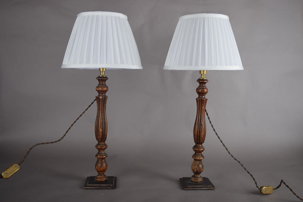 Vintage Turned Wood Table Lamps | French Country Bedside Lighting (Set of 2) - image 2