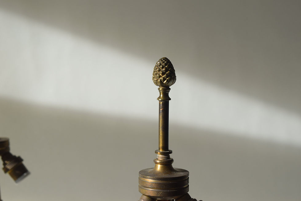 Thumbnail: Vintage Maison Charles Brass Palm Table Lamps: French Mid-Century Hollywood Regency Pair - image 8