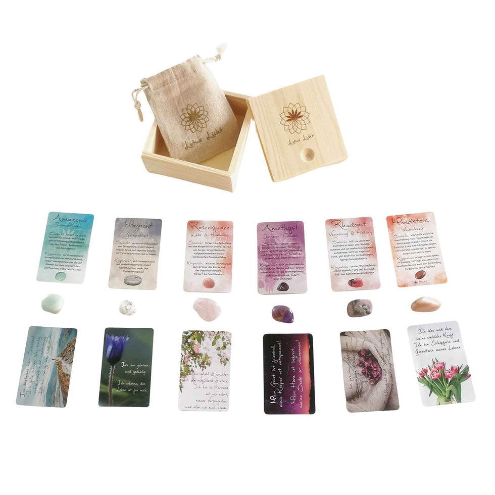 Miniaturbild: Edelstein Set für Schwangerschaft und Geburt inkl Affirmationskarten und Holzbox