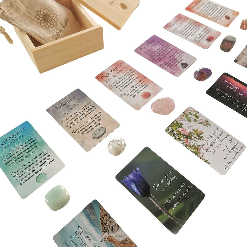Miniaturbild: Edelstein Set für Schwangerschaft und Geburt inkl Affirmationskarten und Holzbox