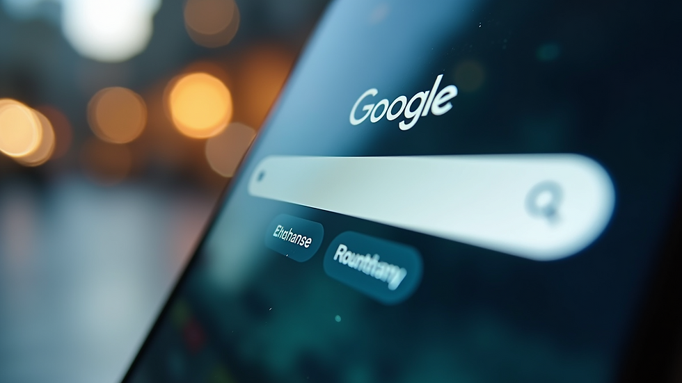 Eye-level view of a search engine on a smartphone