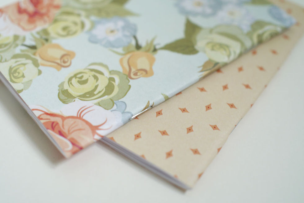 Thumbnail: Folly Roses - apricot & mint - A6 notebook set