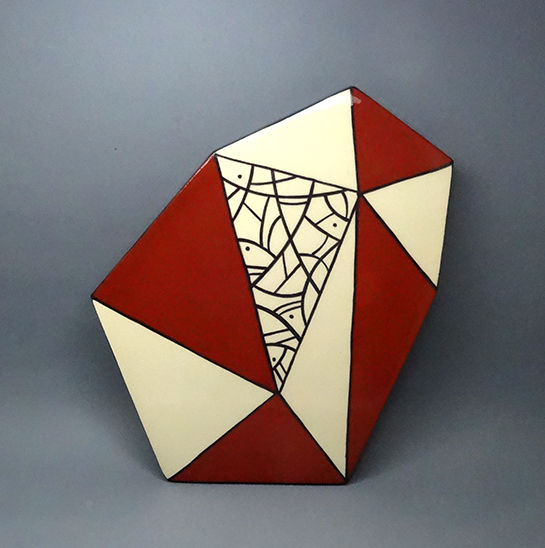 carreau artisanal design géométrique rouge carreau ciment style Miro sous-plat graphique