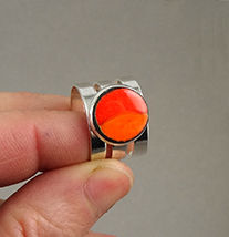 Miniature : Bagues orange jaune rondes avec anneau réglable bijou céramique