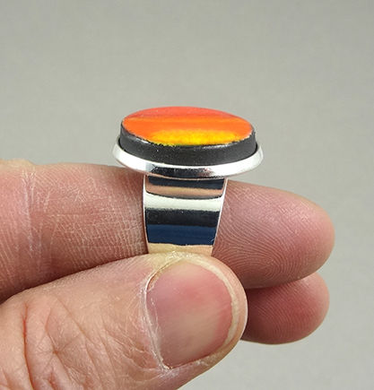 Miniature : bagues originales orange rondes en céramique bijou coloré de créateur français