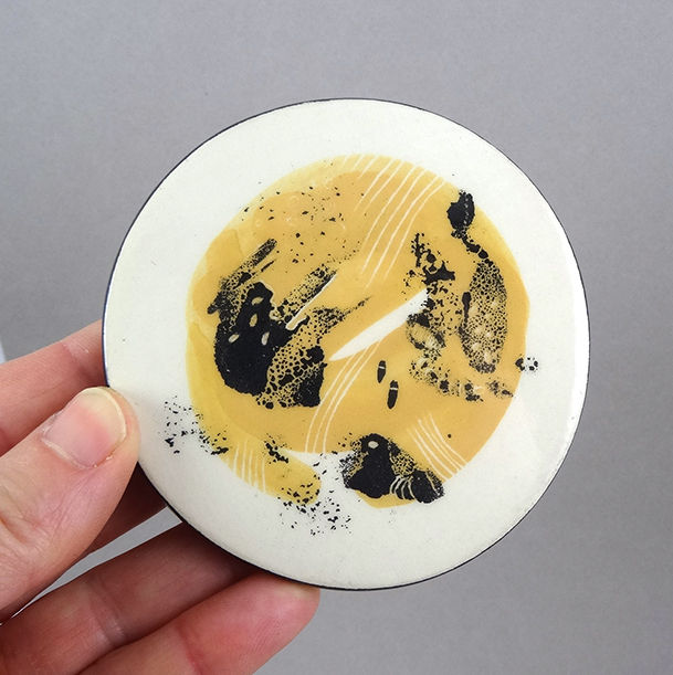 Miniature : sous verre original jaune en céramique illustrée design créatrice lyon