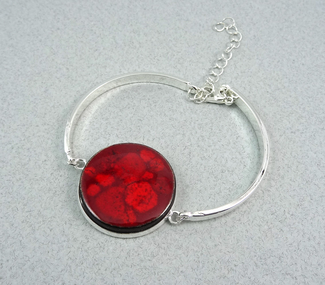 bracelet rouge rond original argenté