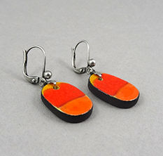 Miniature : Petites boucles rovales orange en céramique, crochet dormeuse