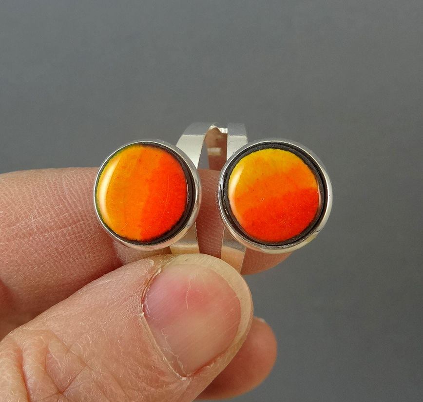 bague originale double pierre orange céramique