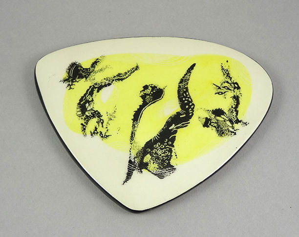 Miniature : petit sous-plat coloré dessin original motif noir sur jaune pastel