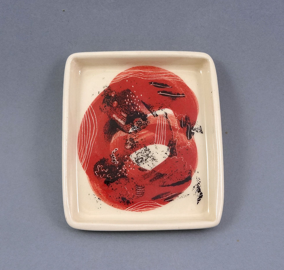 vide poche déco rouge blanc noir en céramique artisanale