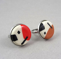 Bague ronde colorée en céramique sertie, réglable diamètre 20