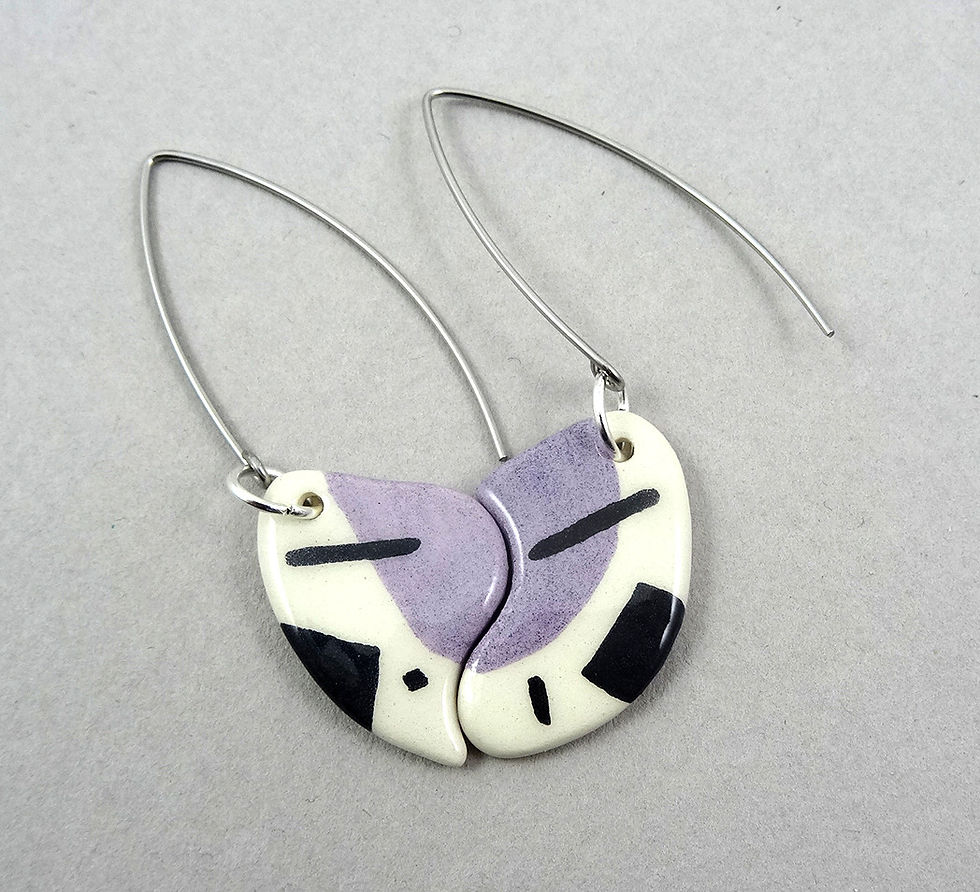 boucles d'oreilles originales violet puzzle asymétriques créateur