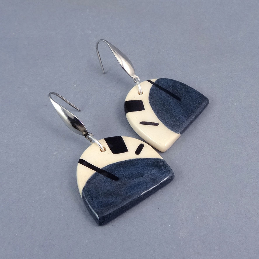 boucles d'oreilles bleues originales colorées en céramique bijou créateur