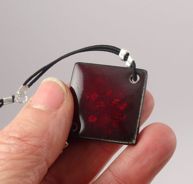 Miniature : bracelet original rouge losange élastique bracelet en céramique bijou créateur