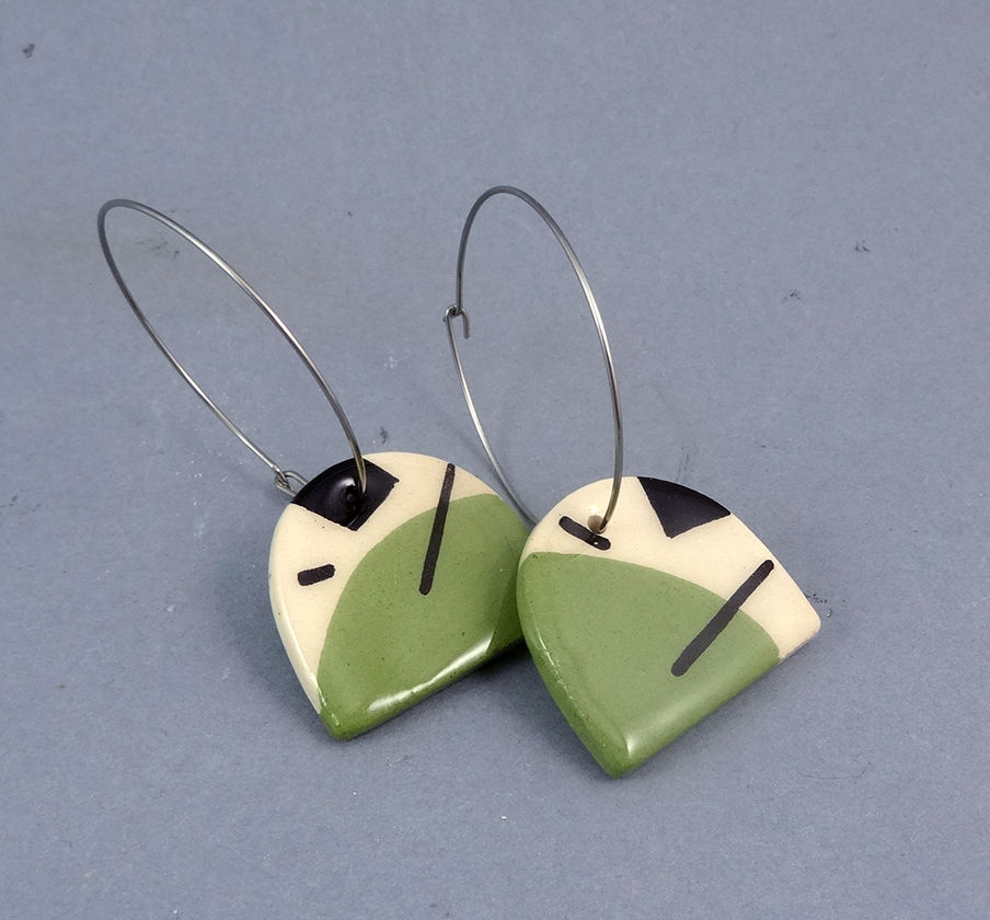 boucles d'oreilles vertes originales colorées en céramique bijou créateur