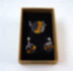 ensemble petit collier boucles noir argenté jaune bijou créateur