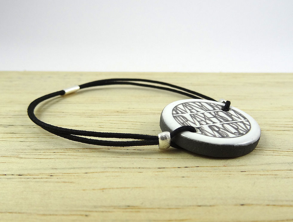 Miniature : bracelet graphique noir et blanc bijou en céramique de créateur