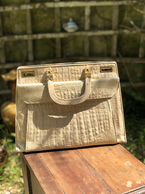 Bolso piel de cocodrilo color Beige