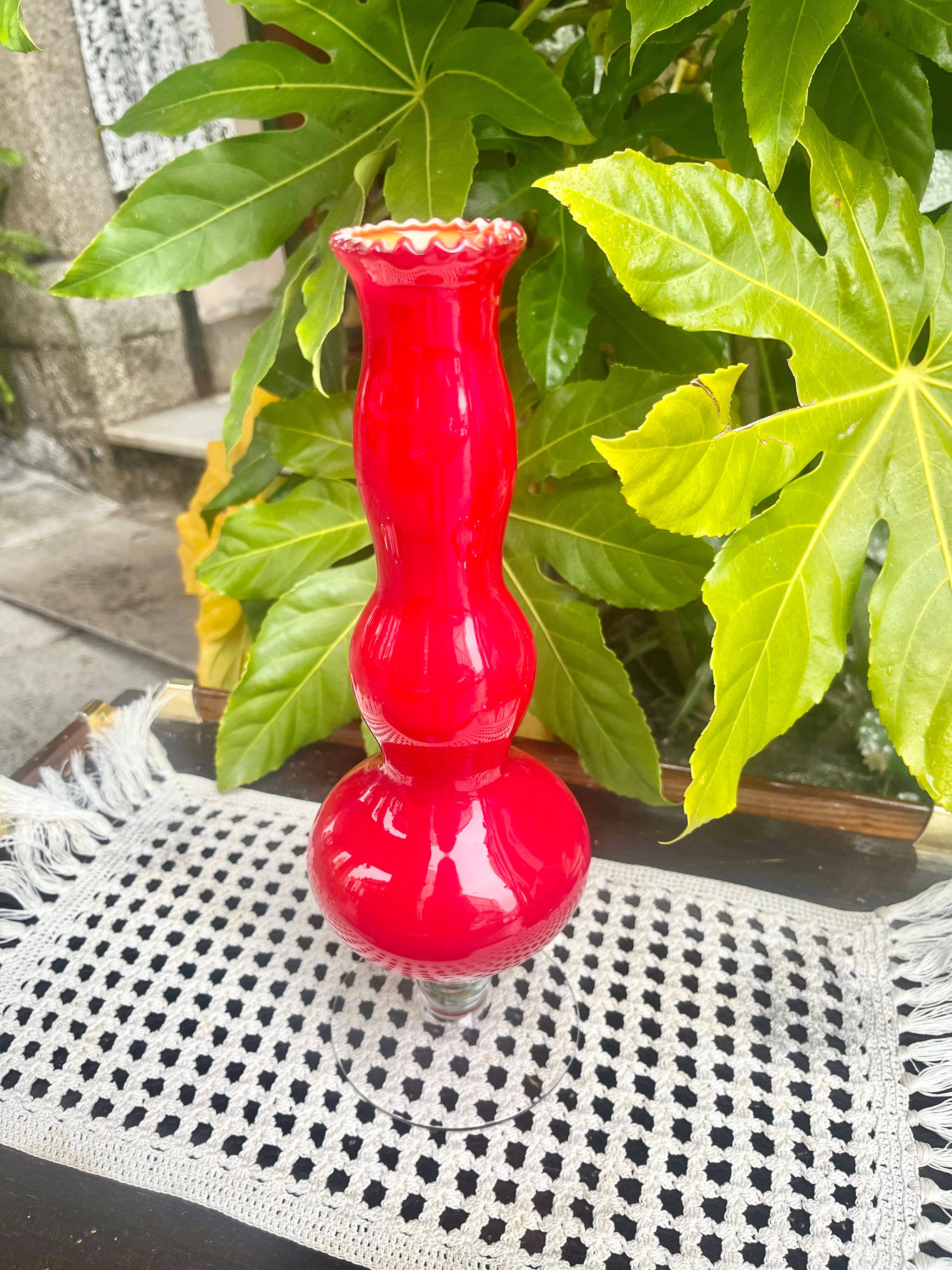 Jarròn de murano en color rojo y naranja.