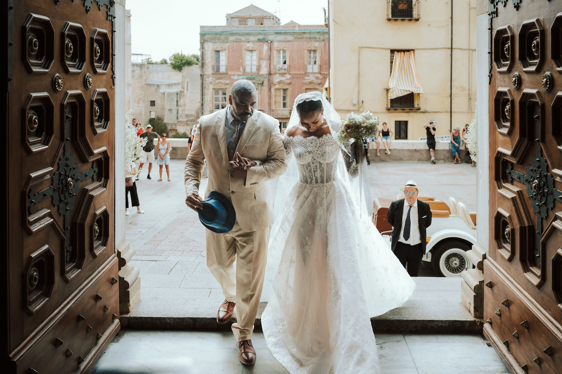 Wedding Photographer Cagliari Sardinia Italy ceremony bride arrival