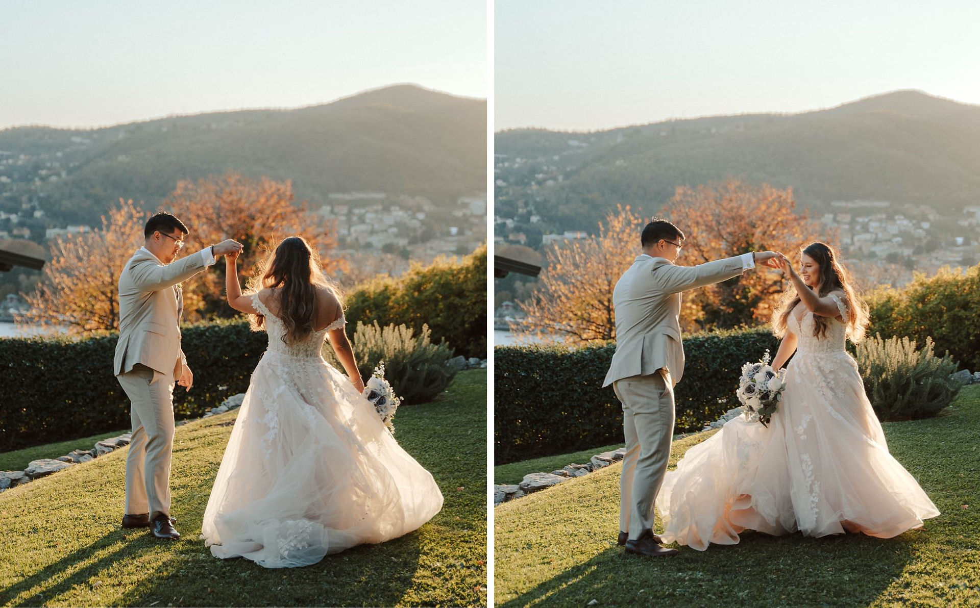 Lake Como Elopement Intimate Winter Wedding Bride Groom Dancing