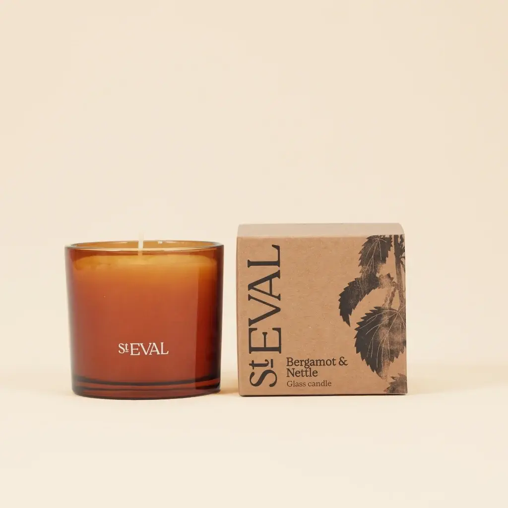 Bergamot & nettle amber glass candle - St Eval