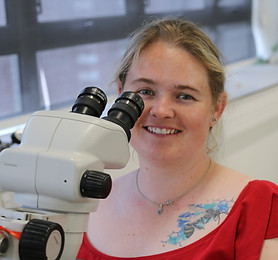 Alison at the microscope
