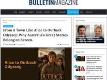 Screenshot of Bulletin Magazine UK featuring the article “From A Town Like Alice to Outback Odyssey: Why Australia’s Great Stories Belong on Screen.” The feature includes artwork for Paul Rushworth-Brown’s historical fiction Outback Odyssey and appears at No. 1 in the magazine’s Popular Posts sidebar.