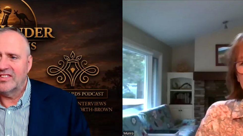 Paul Rushworth-Brown speaking with author Jude Munro during an online interview.